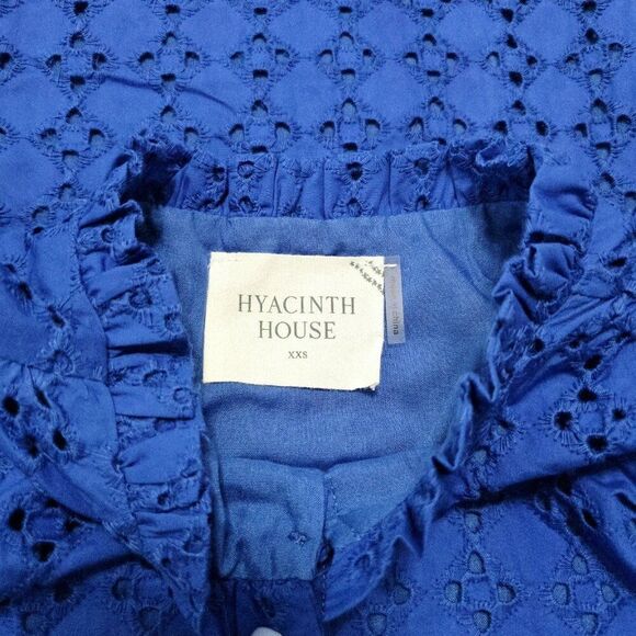 🆕️ Hyacinth House - XXS Tuckernuck Eyelet Midi Tryall Dress In Royal Blue - Picture 10 of 11